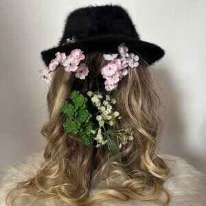 Y2K sequined angora fedora